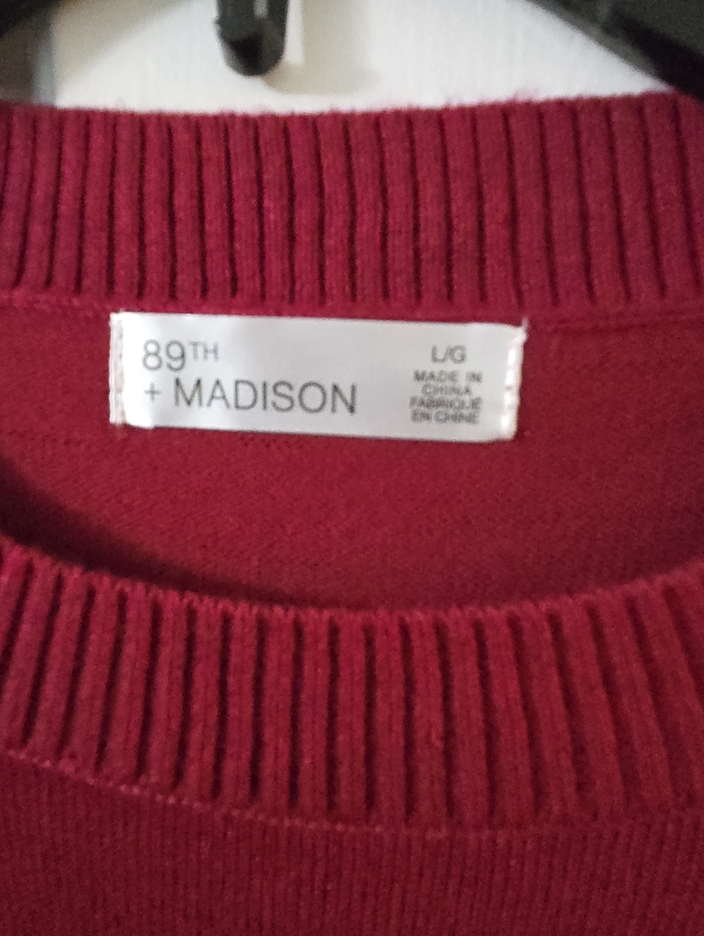 89th + Madison Red Sweater Top Sheer Sleeve Size L - Picture 2 of 5